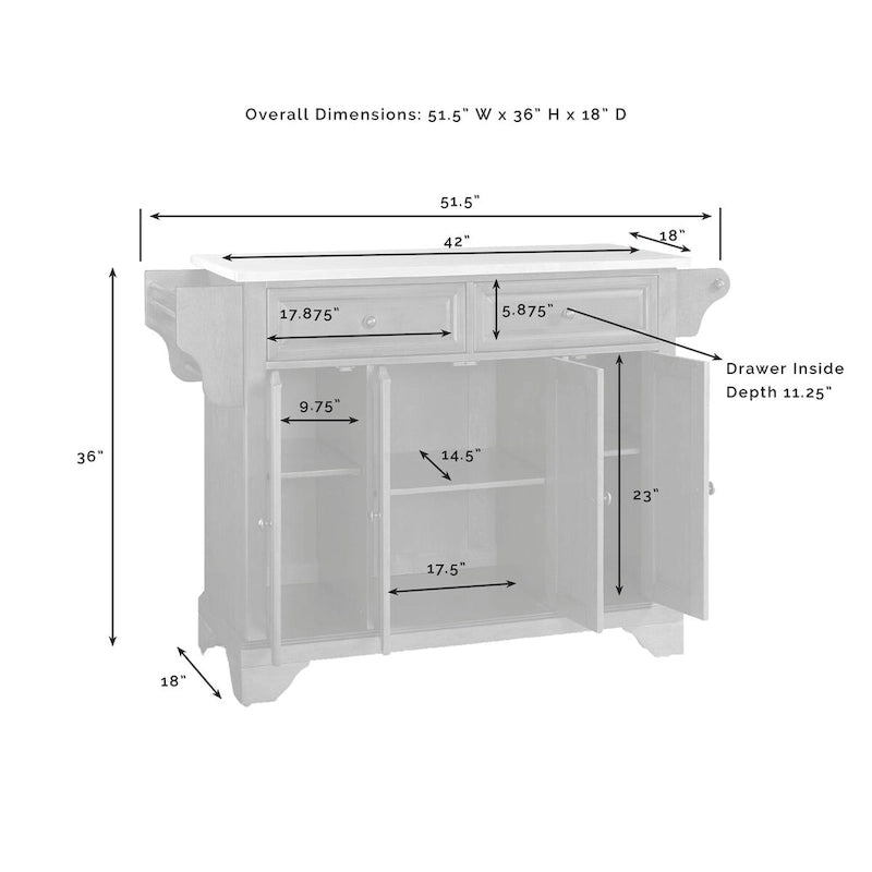 Crosley Lafayette Stainless Steel Top Full Size Kitchen Island/Cart - 18d x 51.5w x 36h