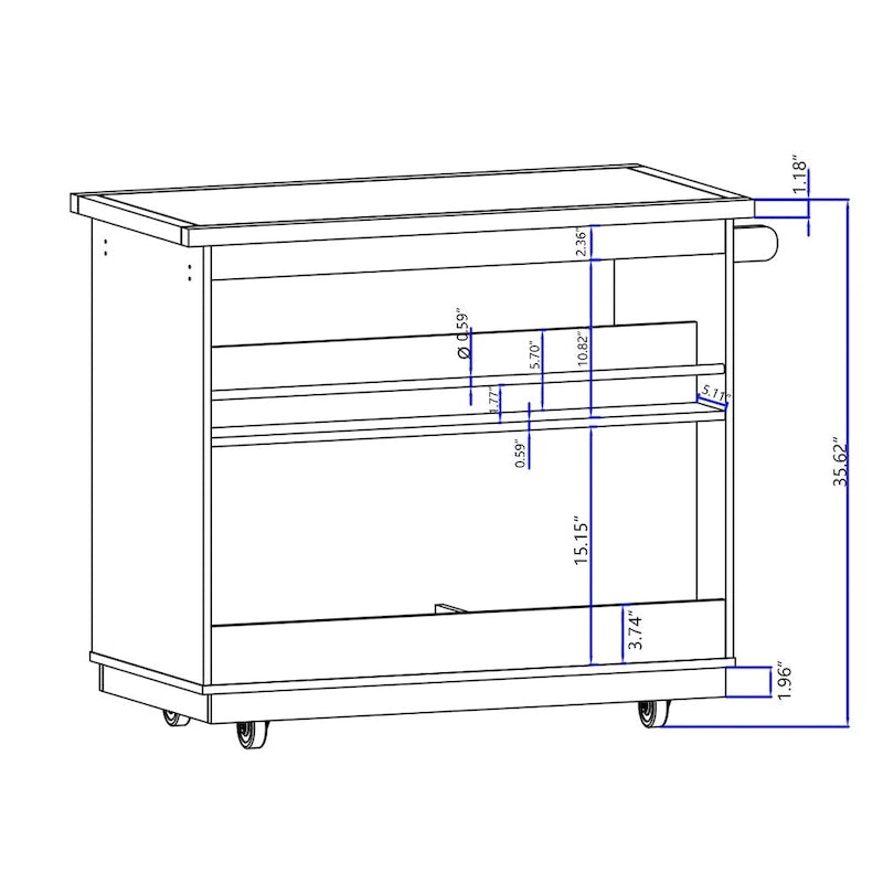Rolling Kitchen Island Kitchen island Cart Spice Rack Kitchen Cart - 46.00L * 21.70W * 35.62H