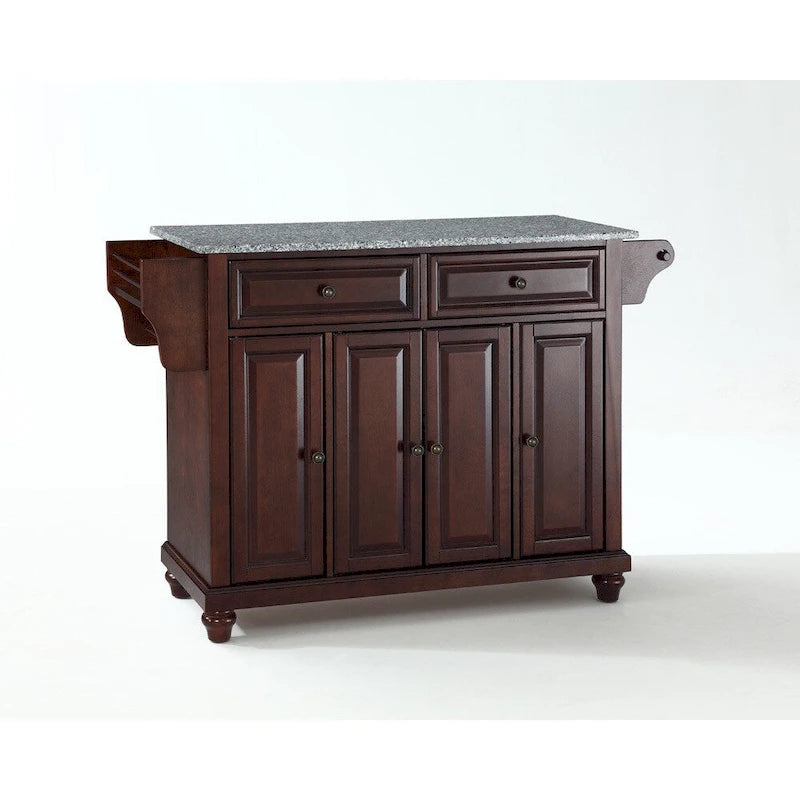 Crosley Cambridge Solid Granite Top Kitchen Island in Vintage Mahogany Finish - 18d x 51.5w x 35h