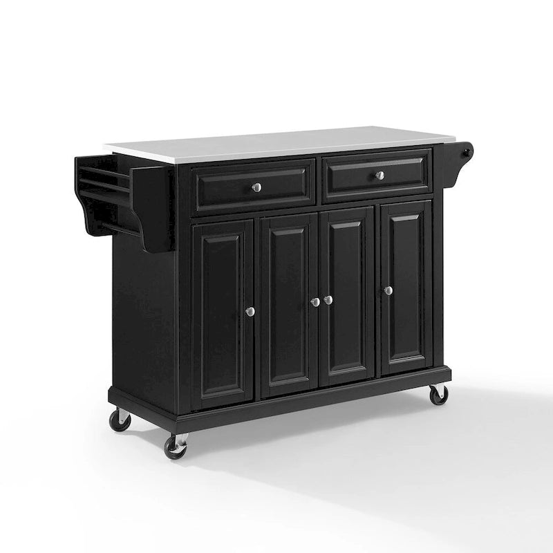 Crosley Full Size Granite Top Kitchen Cart in Black - 18d x 51.5w x 36h