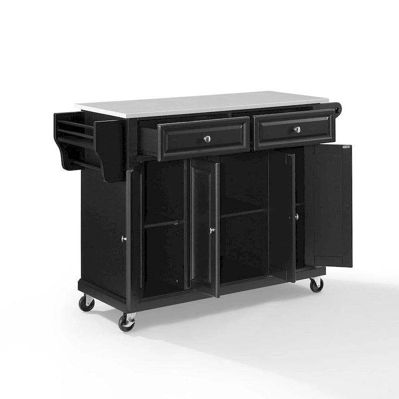 Crosley Full Size Granite Top Kitchen Cart in Black - 18d x 51.5w x 36h