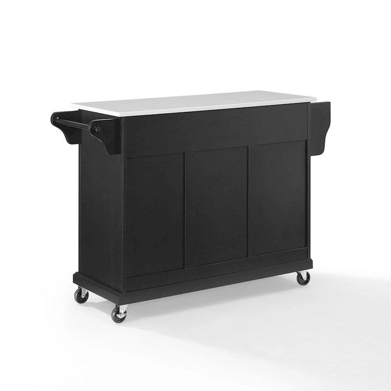 Crosley Full Size Granite Top Kitchen Cart in Black - 18d x 51.5w x 36h