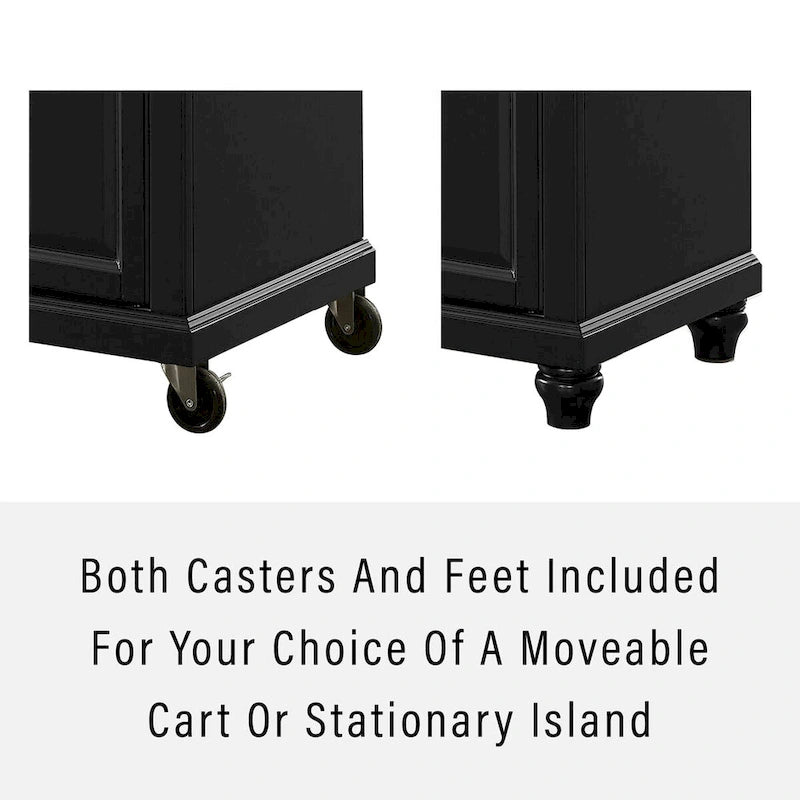 Crosley Cambridge Stainless Steel Top Portable Kitchen Island in Black Finish - N/A