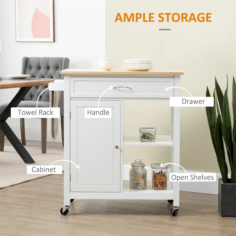 Rolling Kitchen Island with Storage