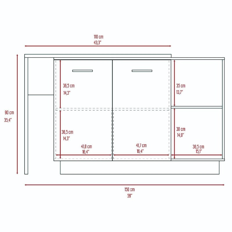 Dorchester 6-Shelf 6-Door 2-piece Kitchen Set, Kitchen Island and Pantry Cabinet White and Light Oak