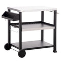Three-Shelf Outdoor Grill Cart with Stainless Steel Tabletop