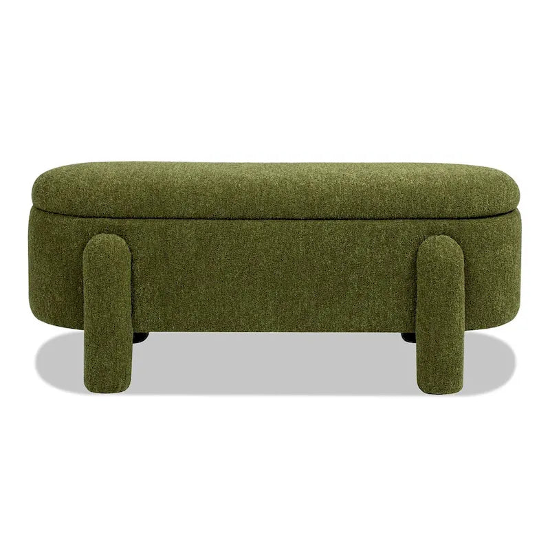 Hugo 49 Boucle Fully Upholstered Oval Storage Bench