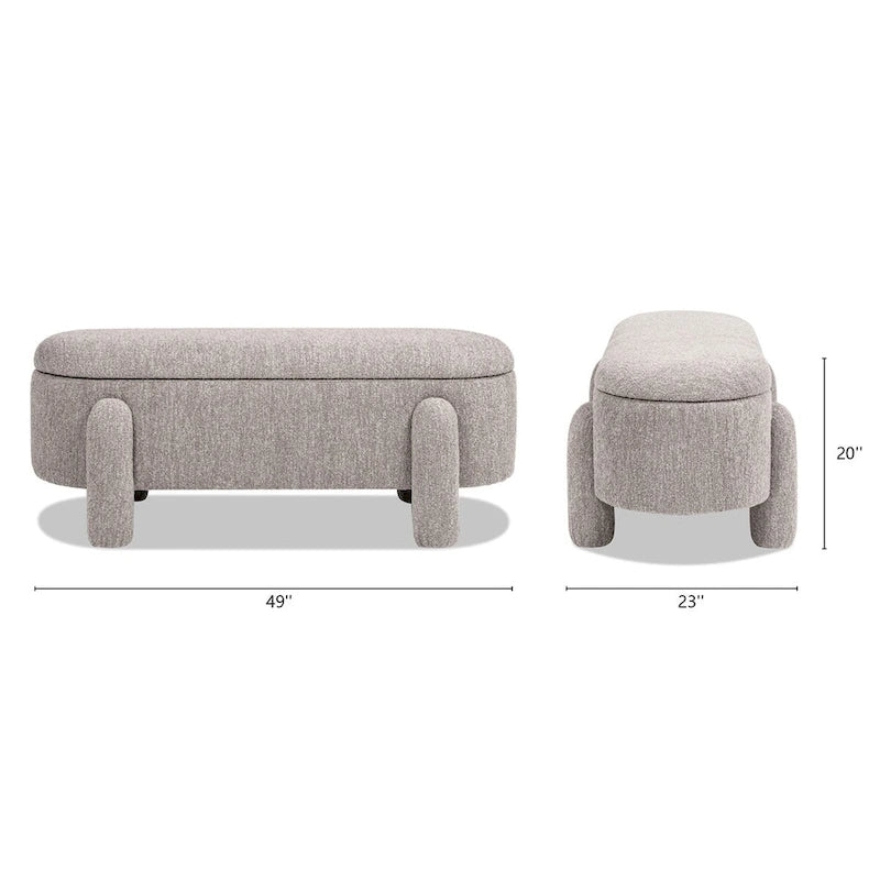 Hugo 49 Boucle Fully Upholstered Oval Storage Bench