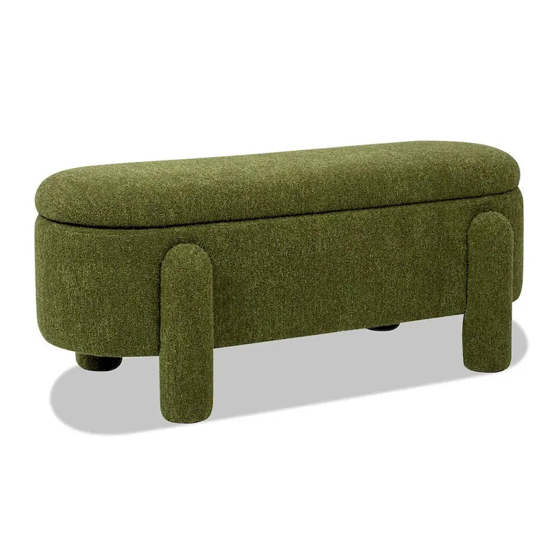 Hugo 49 Boucle Fully Upholstered Oval Storage Bench