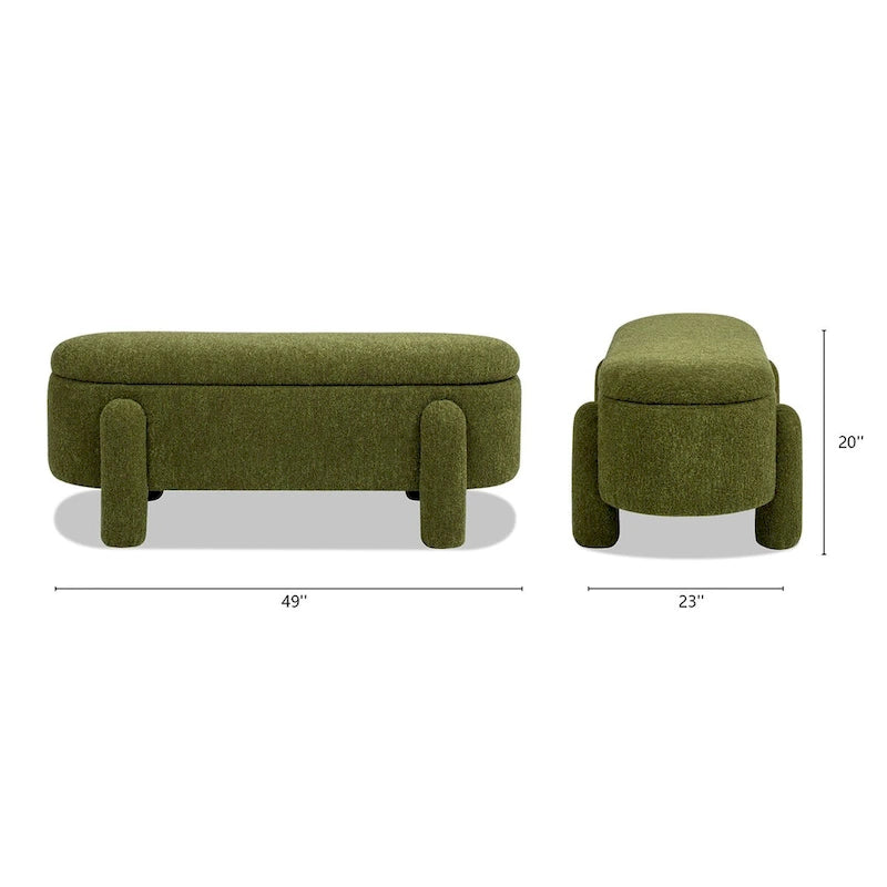 Hugo 49 Boucle Fully Upholstered Oval Storage Bench
