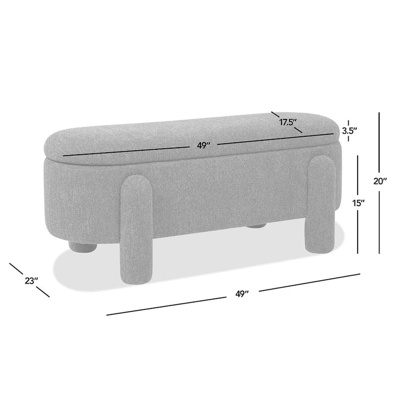 Hugo 49 Boucle Fully Upholstered Oval Storage Bench