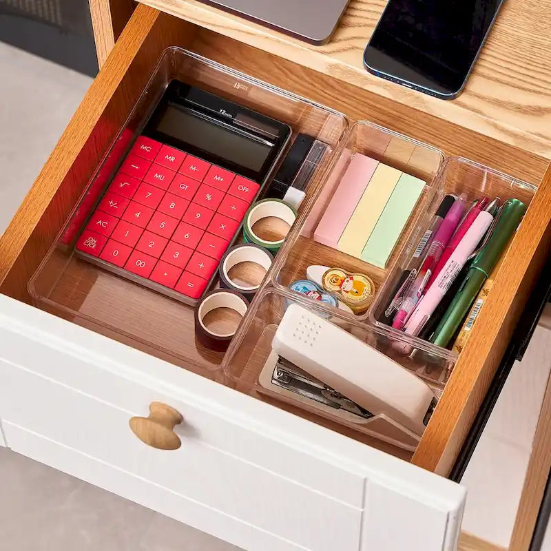 Clear Drawer Organizer Set for Office Storage