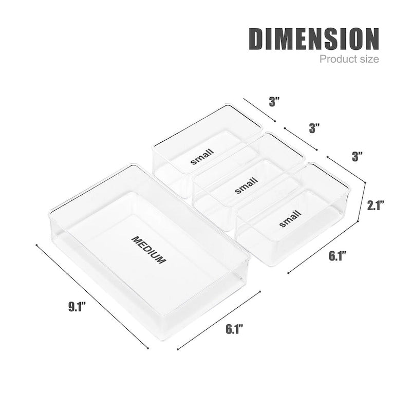 Clear Drawer Organizer Set for Office Storage