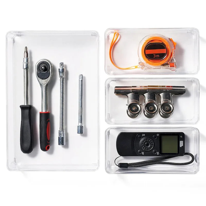 Clear Drawer Organizer Set for Office Storage