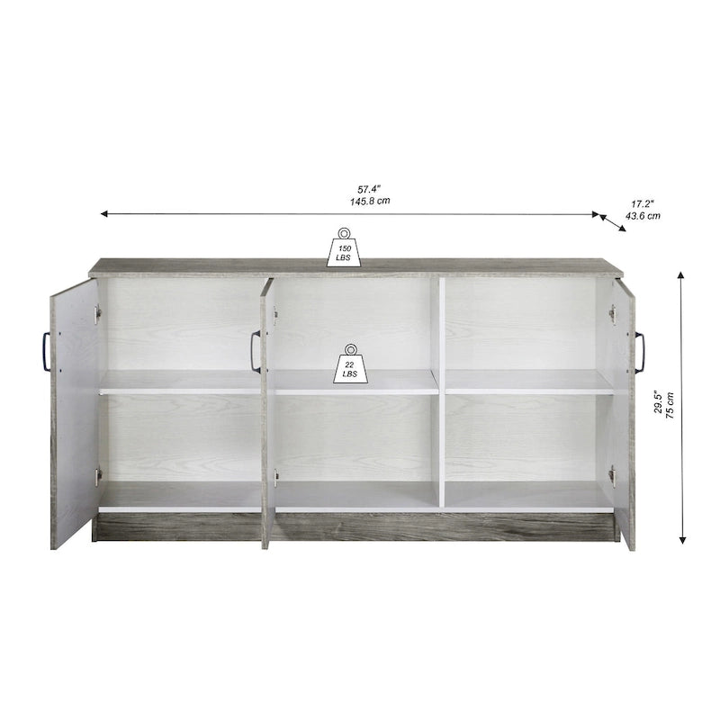 Saint Birch Alaska 3-Door Credenza Storage Cabinet