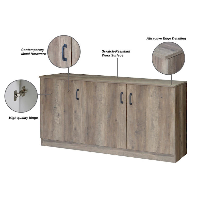 Saint Birch Alaska 3-Door Credenza Storage Cabinet