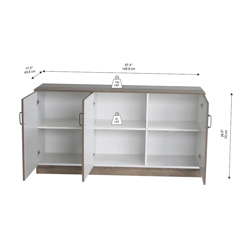 Saint Birch Alaska 3-Door Credenza Storage Cabinet
