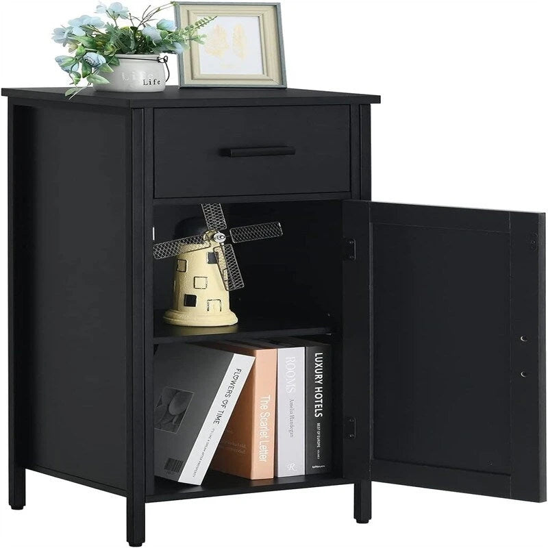 Narrow Floor Storage Cabinet with 1 Door and 1 Drawer - 11.8D x 13.8W x 31.5H