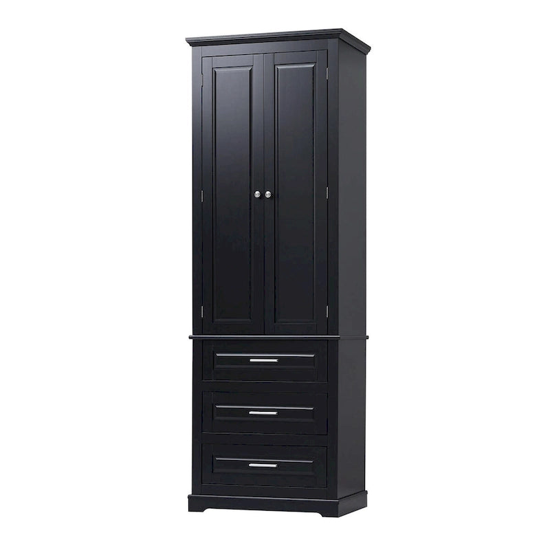 70 Tall Storage Cabinet with Doors and Three Drawers for Bathroom/Office
