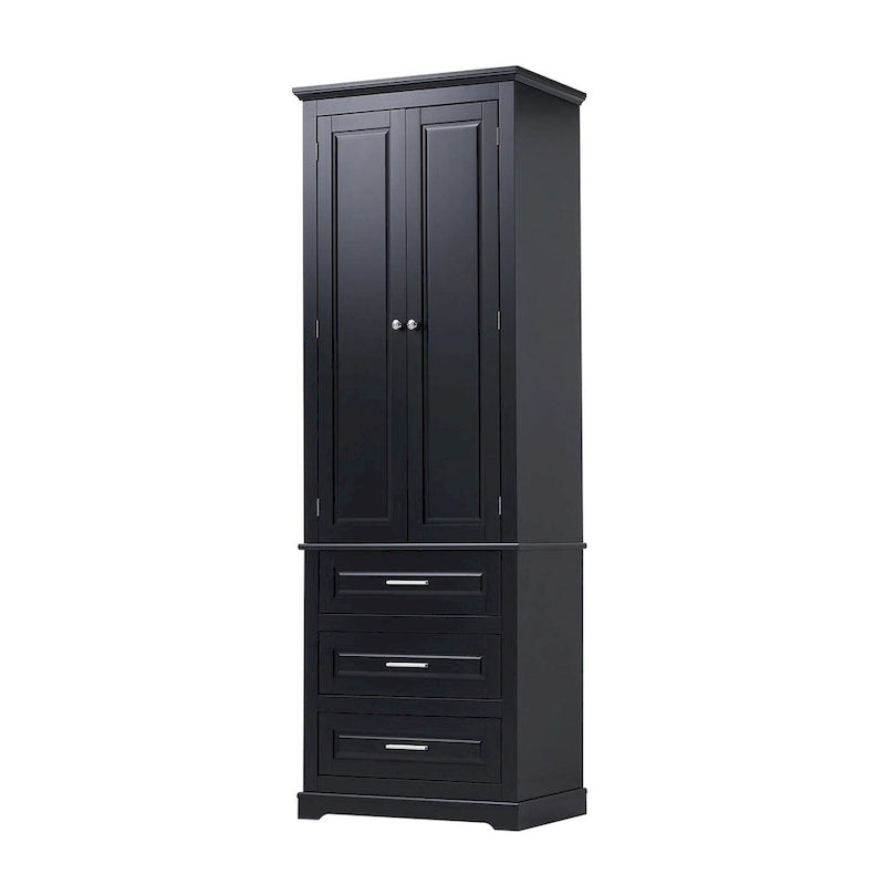 70 Tall Storage Cabinet with Doors and Three Drawers for Bathroom/Office