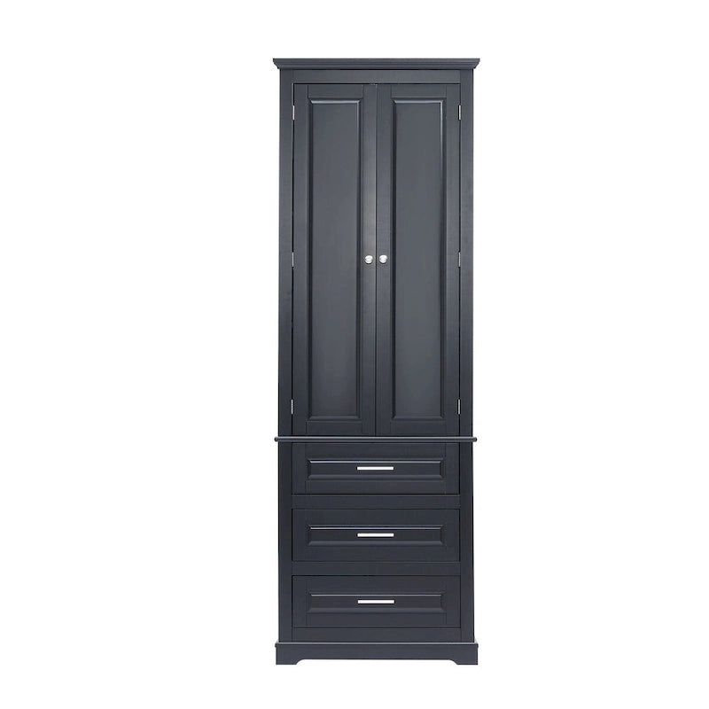70 Tall Storage Cabinet with Doors and Three Drawers for Bathroom/Office