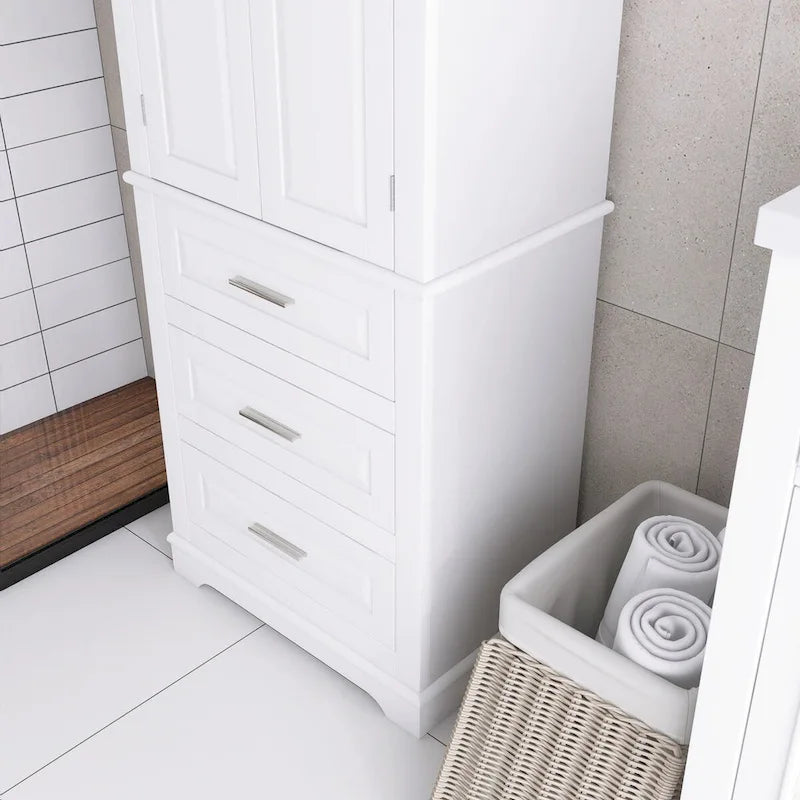 70 Tall Storage Cabinet with Doors and Three Drawers for Bathroom/Office