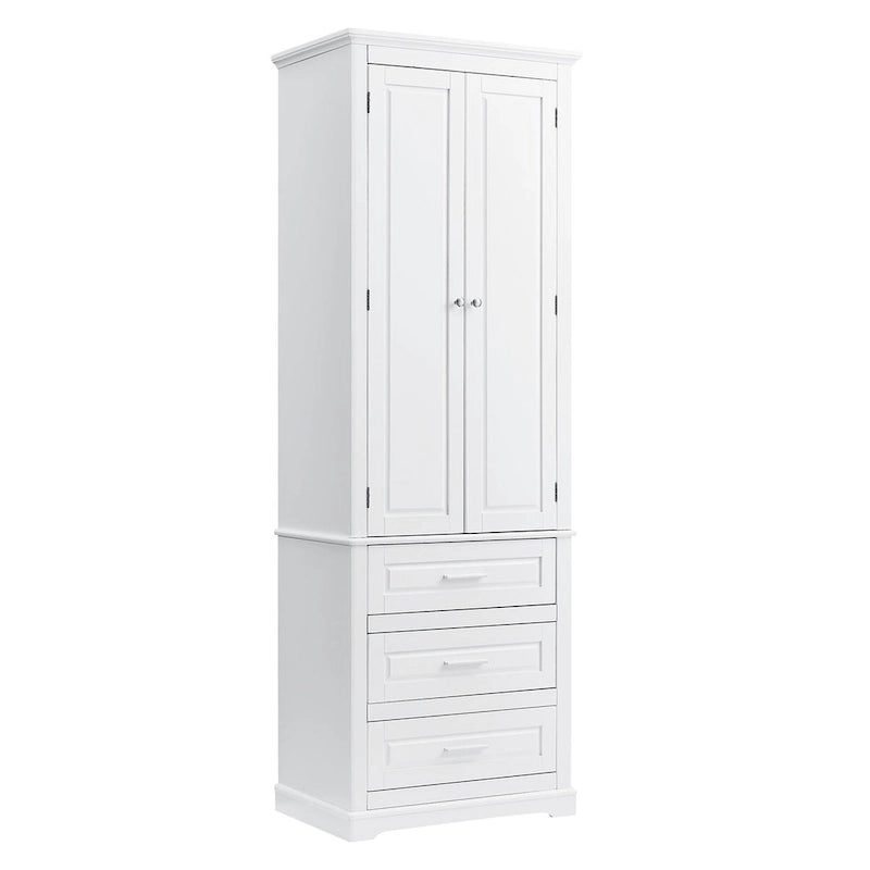 70 Tall Storage Cabinet with Doors and Three Drawers for Bathroom/Office
