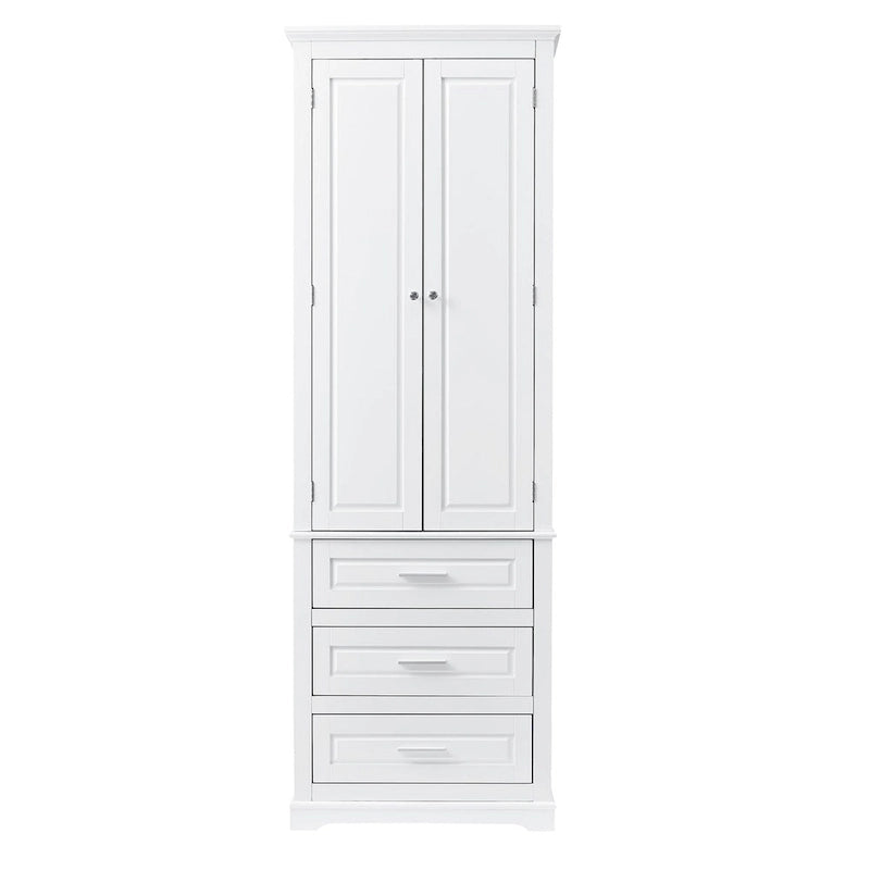 70 Tall Storage Cabinet with Doors and Three Drawers for Bathroom/Office