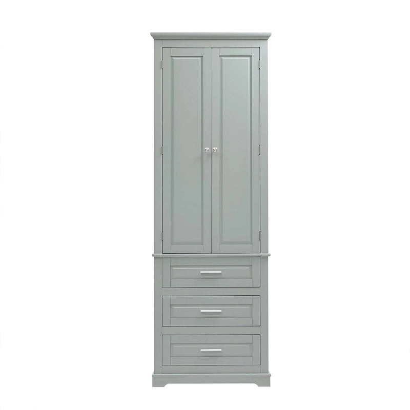 70 Tall Storage Cabinet with Doors and Three Drawers for Bathroom/Office