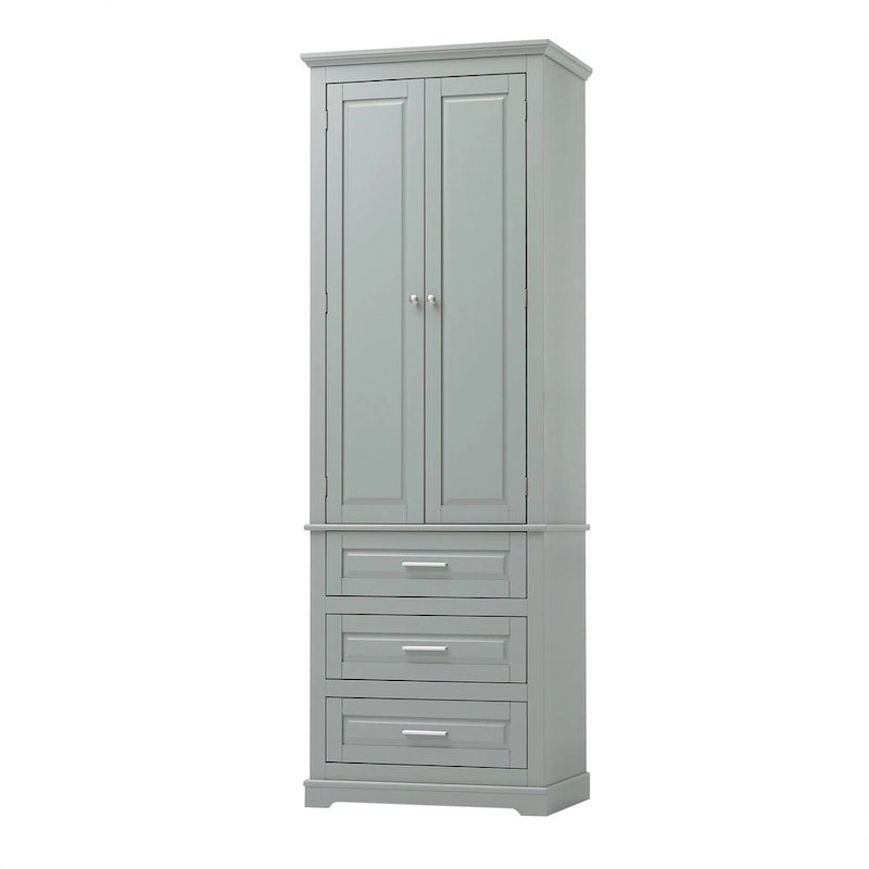 70 Tall Storage Cabinet with Doors and Three Drawers for Bathroom/Office