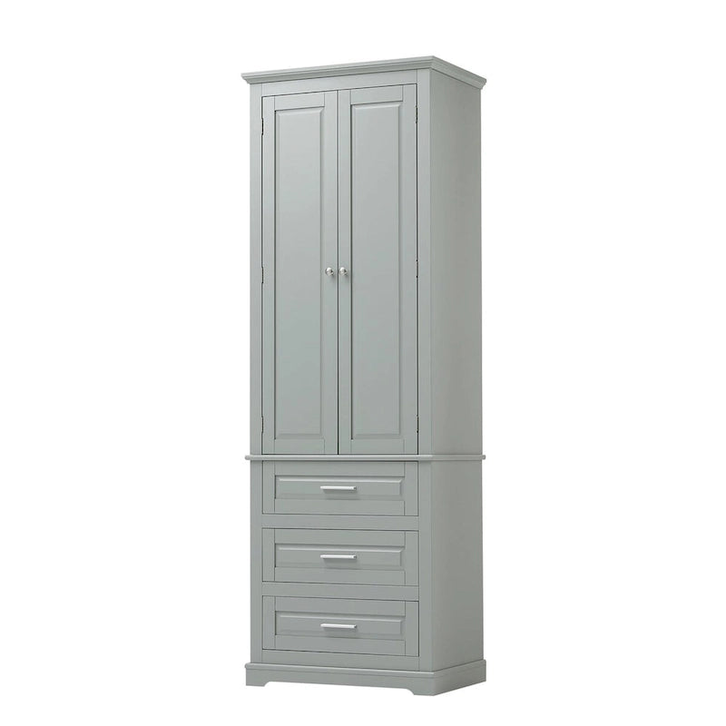 70 Tall Storage Cabinet with Doors and Three Drawers for Bathroom/Office