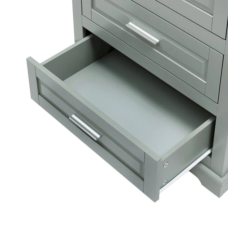70 Tall Storage Cabinet with Doors and Three Drawers for Bathroom/Office
