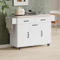 51 in. W Rolling Kitchen Island Cart with Drop Leaf and Tilt-out Trash Can