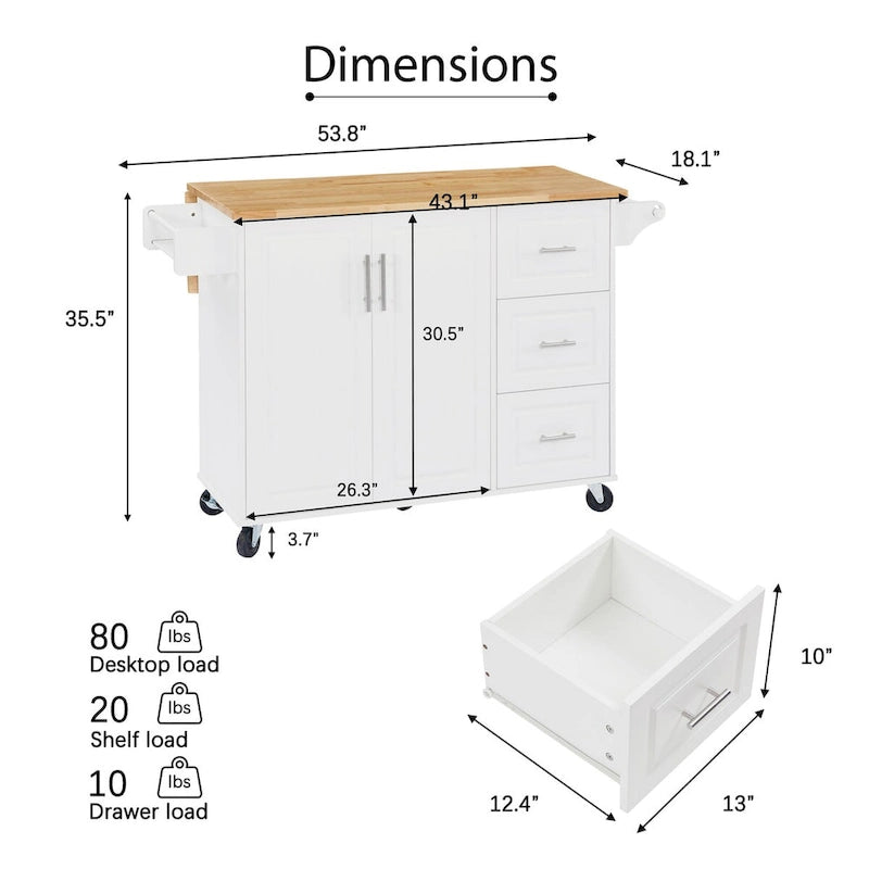Rolling Kitchen Island with Drop Leaf Countertop,Barn Door Kitchen Island Table with Storage Cabinet and Tower Rack