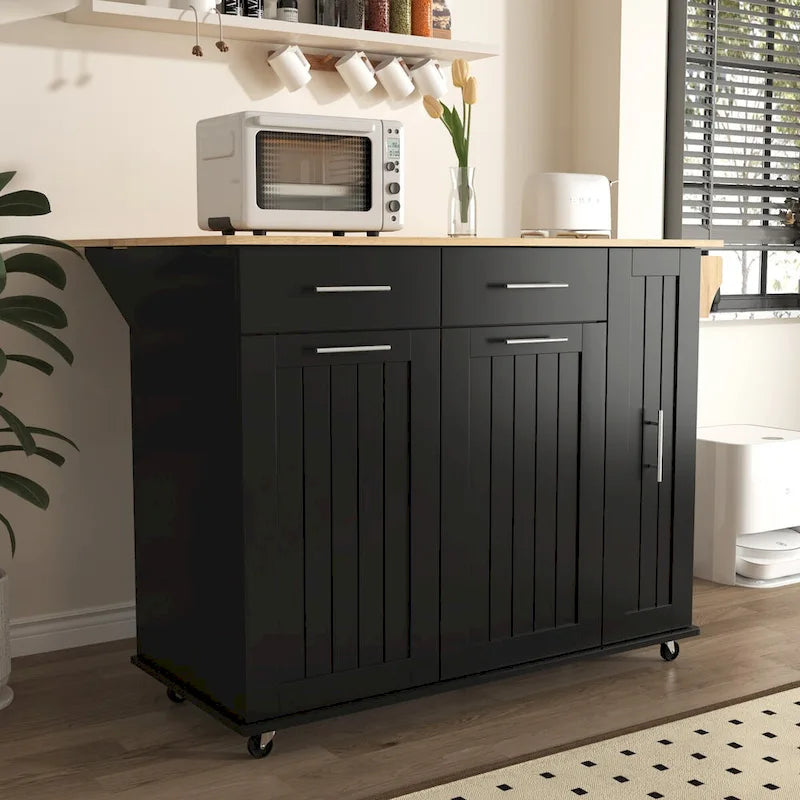 Kitchen Island with Drop Leaf,Kitchen Storage Cart with 3 Tier Pull Out Cabinet Organizer,Kitchen Cart on Wheels with Towel Rack