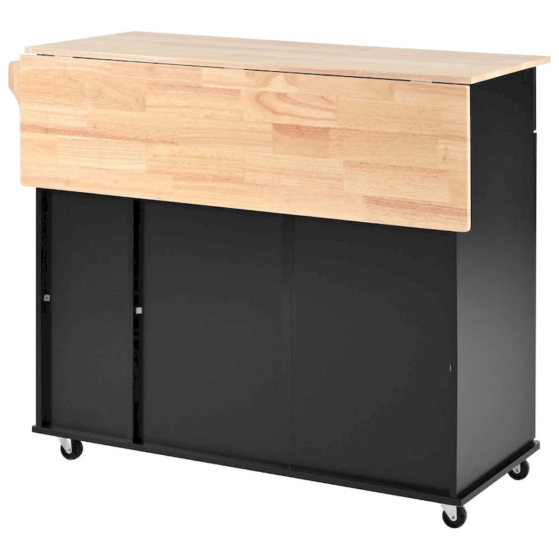 Kitchen Island with Drop Leaf,Kitchen Storage Cart with 3 Tier Pull Out Cabinet Organizer,Kitchen Cart on Wheels with Towel Rack