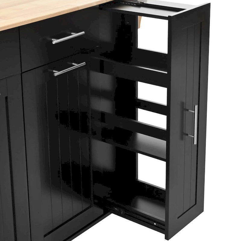 Kitchen Island with Drop Leaf,Kitchen Storage Cart with 3 Tier Pull Out Cabinet Organizer,Kitchen Cart on Wheels with Towel Rack