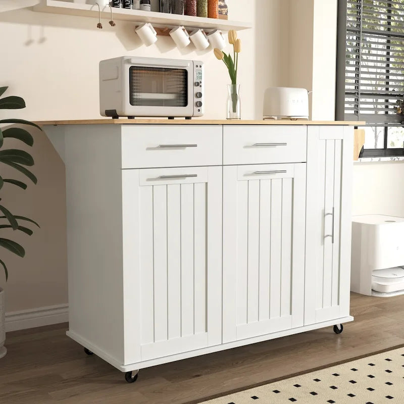Kitchen Island with Drop Leaf,Kitchen Storage Cart with 3 Tier Pull Out Cabinet Organizer,Kitchen Cart on Wheels with Towel Rack