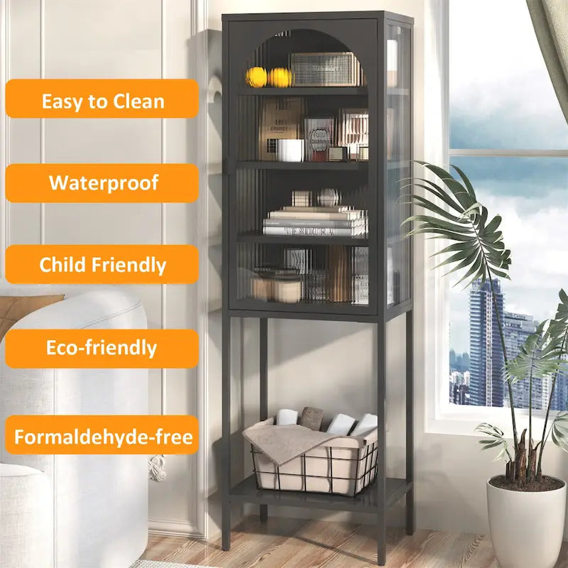 Metal Glass Door Display Storage Cabinet