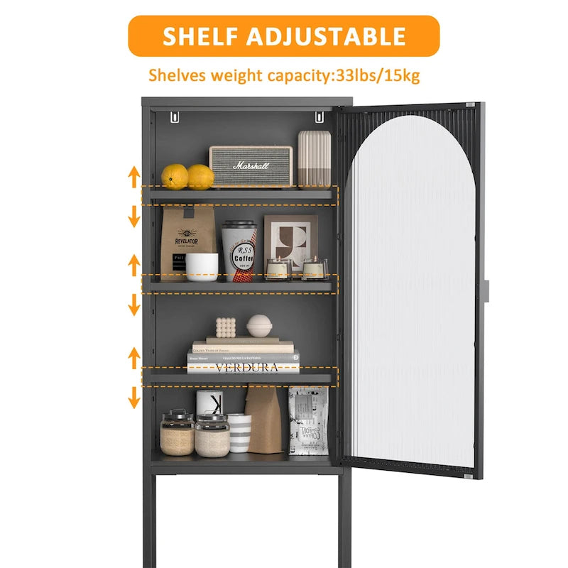 Metal Glass Door Display Storage Cabinet