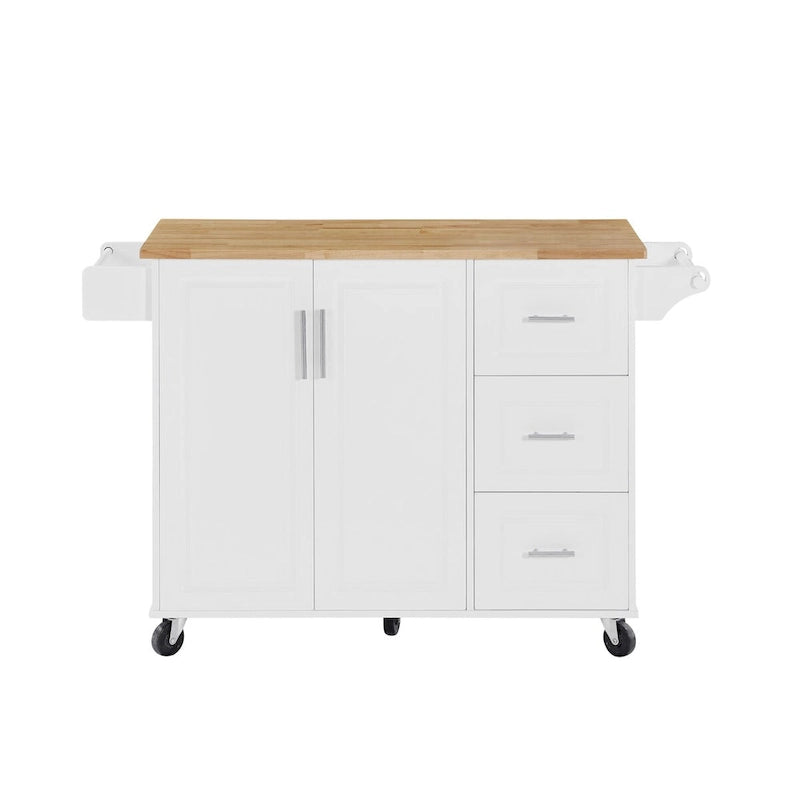 Kitchen Island with Drop Leaf Countertop, Barn Door Kitchen Island Table, Storage Cabinet and Tower Rack, Island Table On Wheels