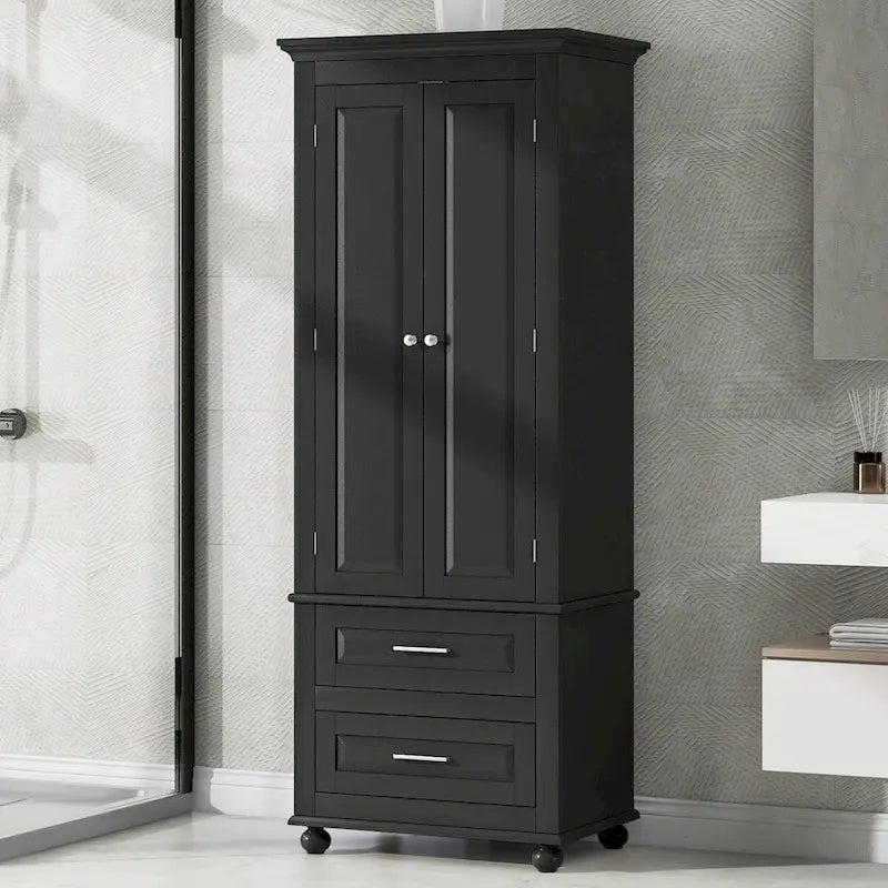 Tall Storage Cabinet with Two Drawers for Bathroom/Office