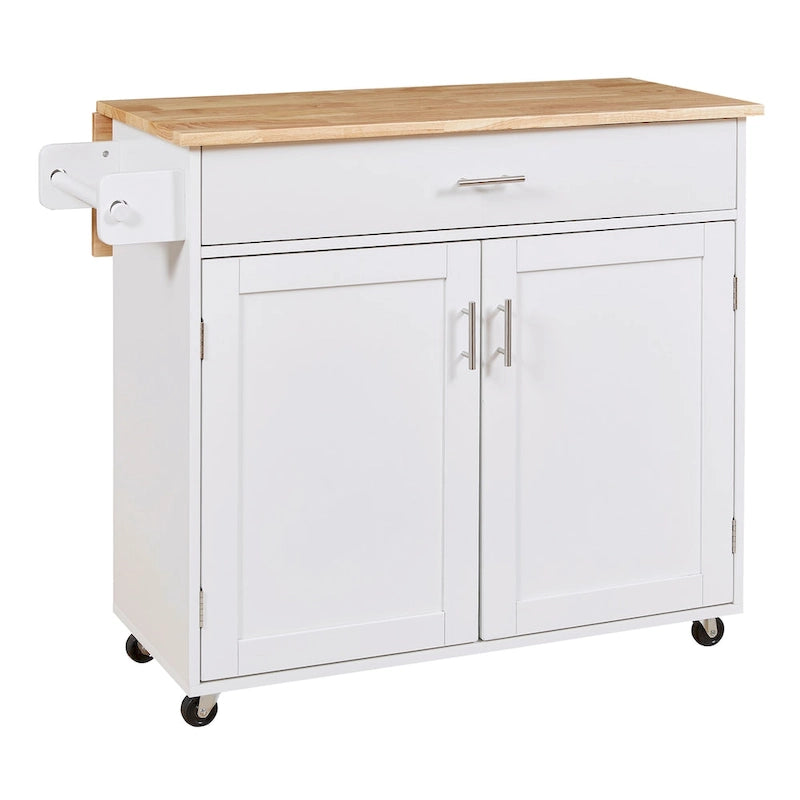 Rolling Kitchen Island with Divider and Internal Storage Rack