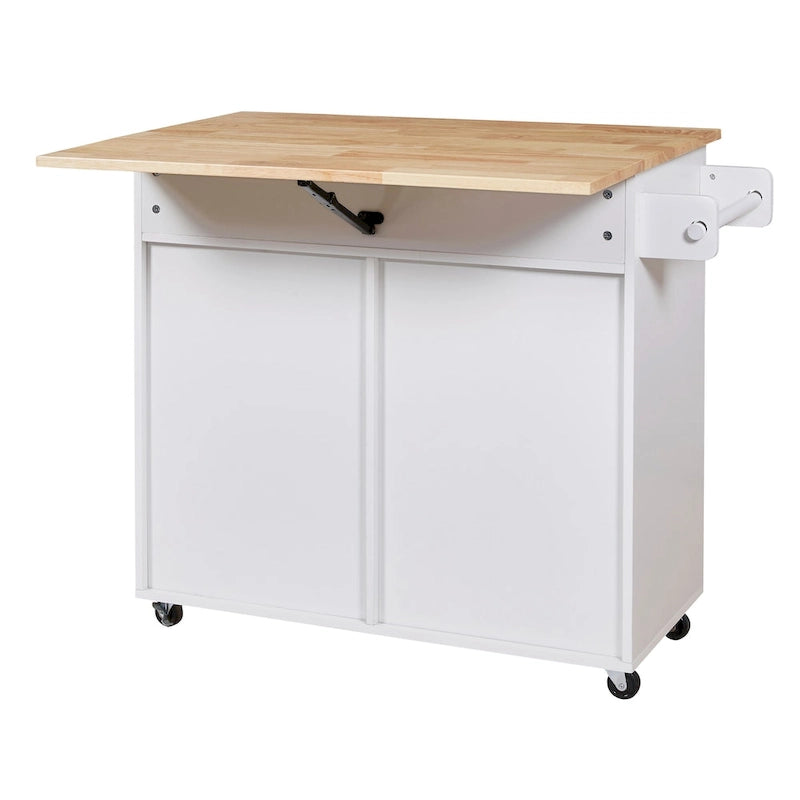 Rolling Kitchen Island with Divider and Internal Storage Rack
