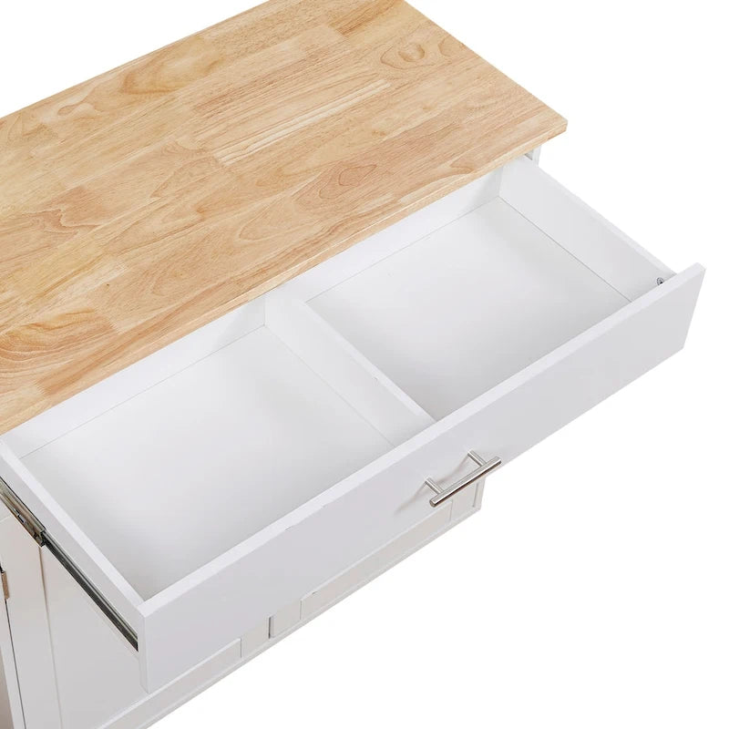 Rolling Kitchen Island with Divider and Internal Storage Rack