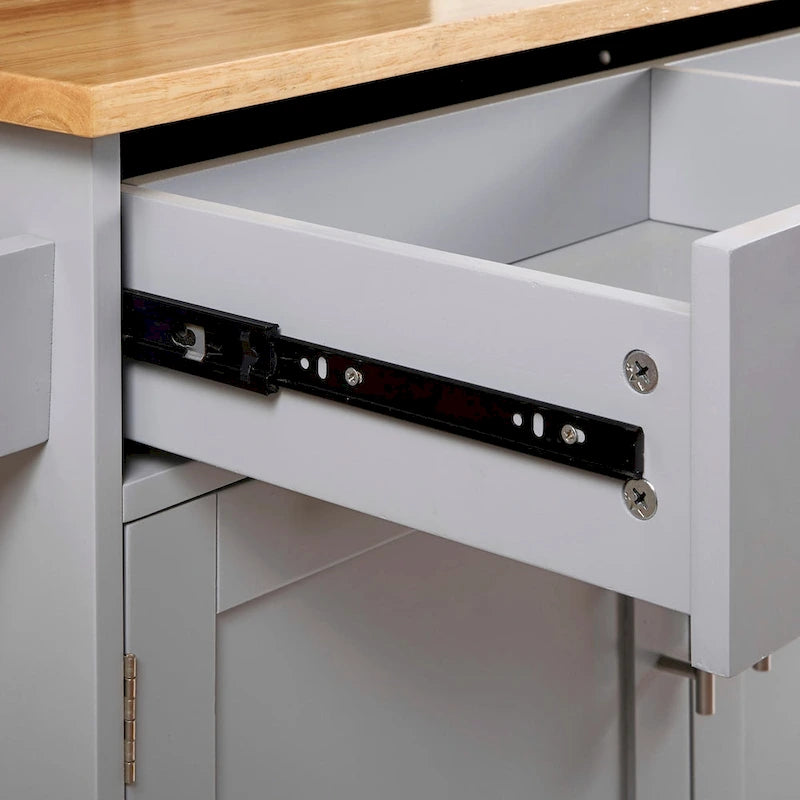 Rolling Kitchen Island with Divider and Internal Storage Rack
