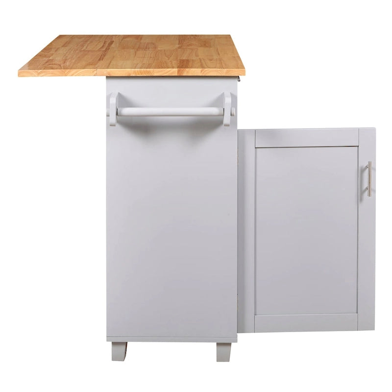 Rolling Kitchen Island with Divider and Internal Storage Rack