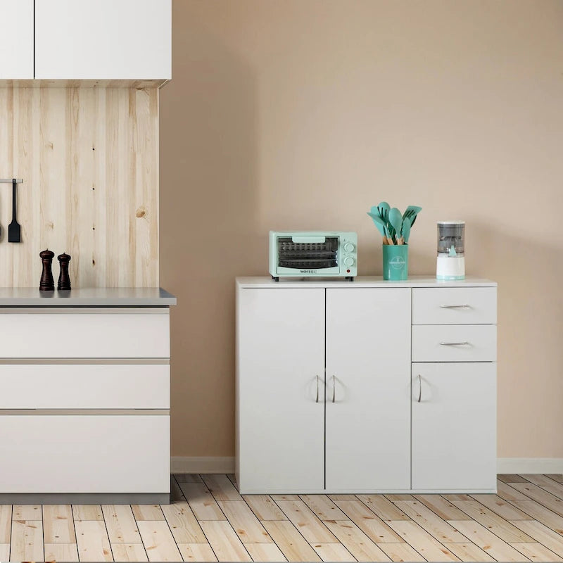 33 Sideboard Buffet Cabinet with Storage, Spacious Table Top, Large Drawers, and Adjustable Shelf - Kitchen Organizer & Storage