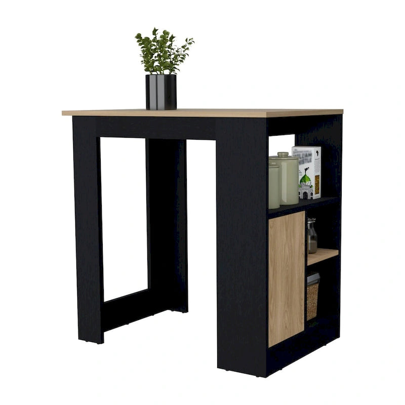 FM FURNITURE Arial Kitchen island in melamine,black/natural Oak