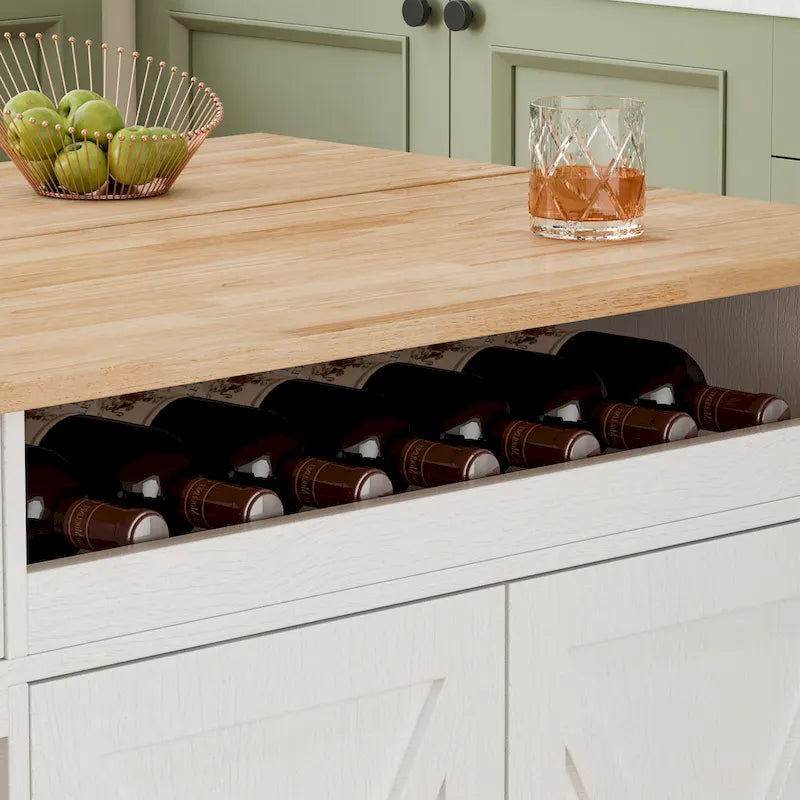 Kitchen Island Cart with Solid Wood Top and Rolling Wheels